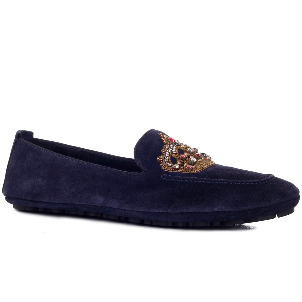 Dolce &amp; Gabbana Blue Leather Di Calfskin Loafer