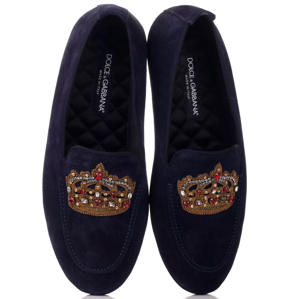 Dolce &amp; Gabbana Blue Leather Di Calfskin Loafer