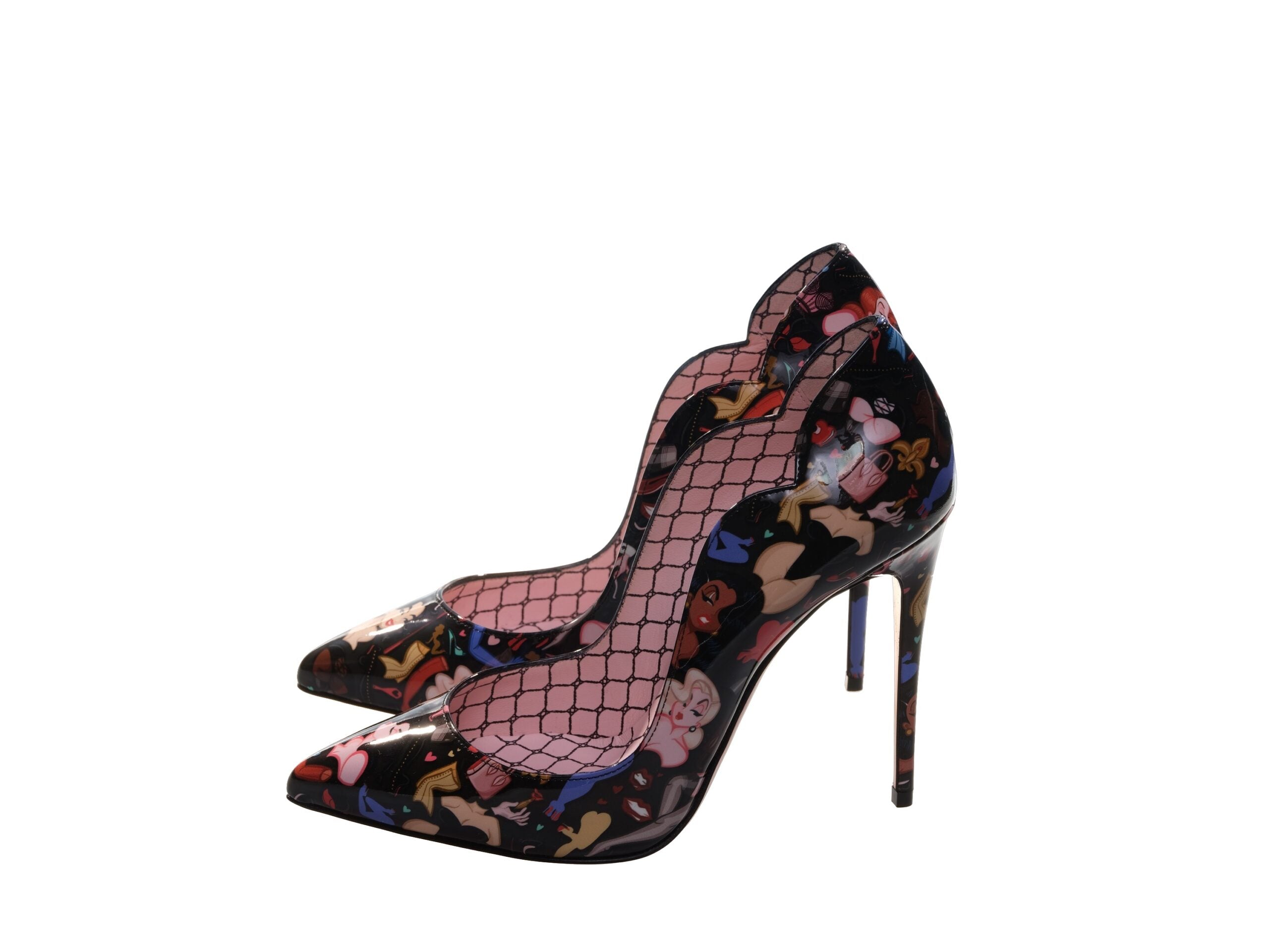 Christian Louboutin Hot Chick 100 Black Limited Edition Dr Bored Print Patent Δερμάτινες αντλίες ψηλοτάκουνων