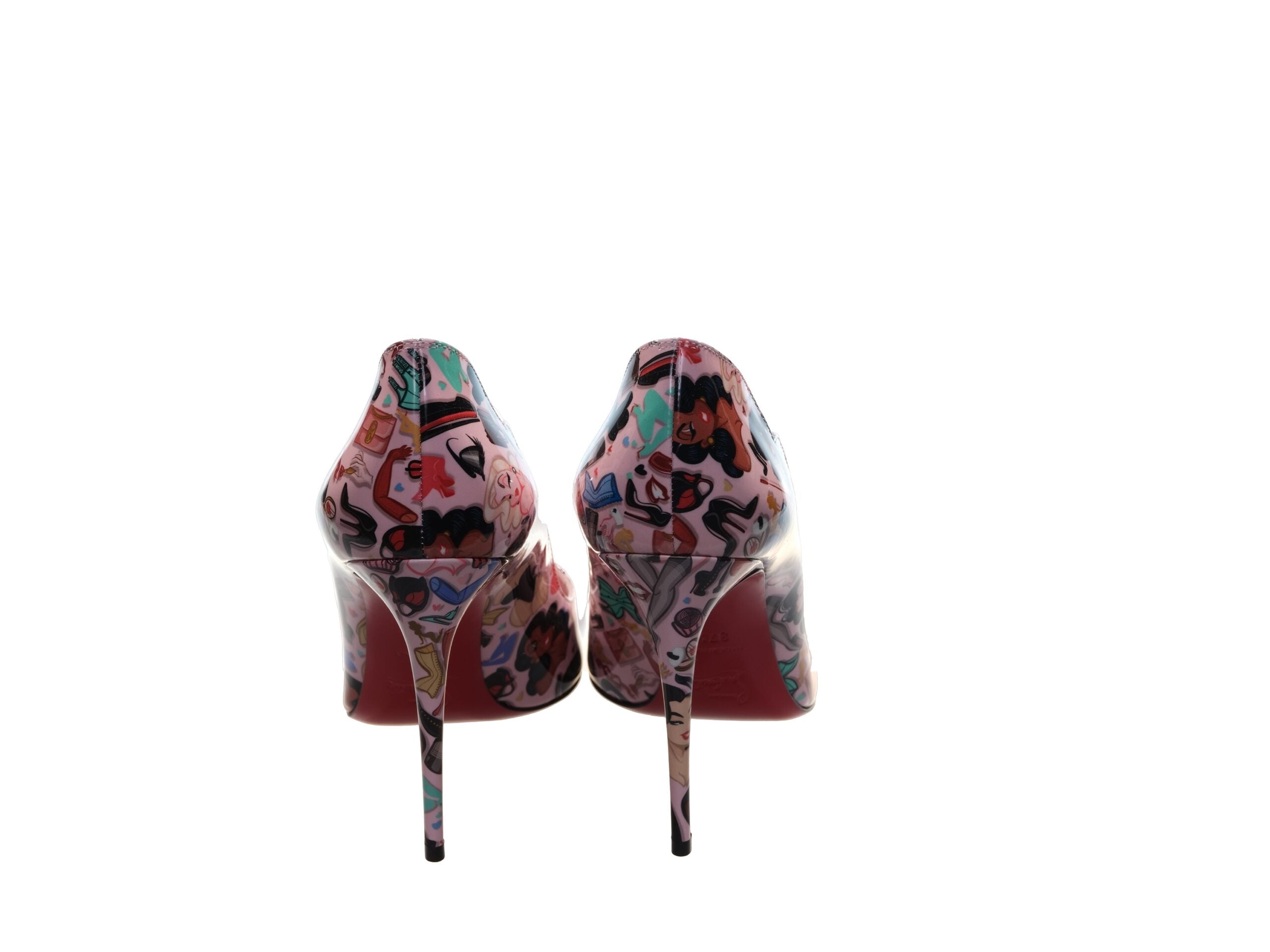 Christian Louboutin Hot Chick 100 Pink Limited Edition Dr Bored Print Patent Δερμάτινες αντλίες ψηλοτάκουνων