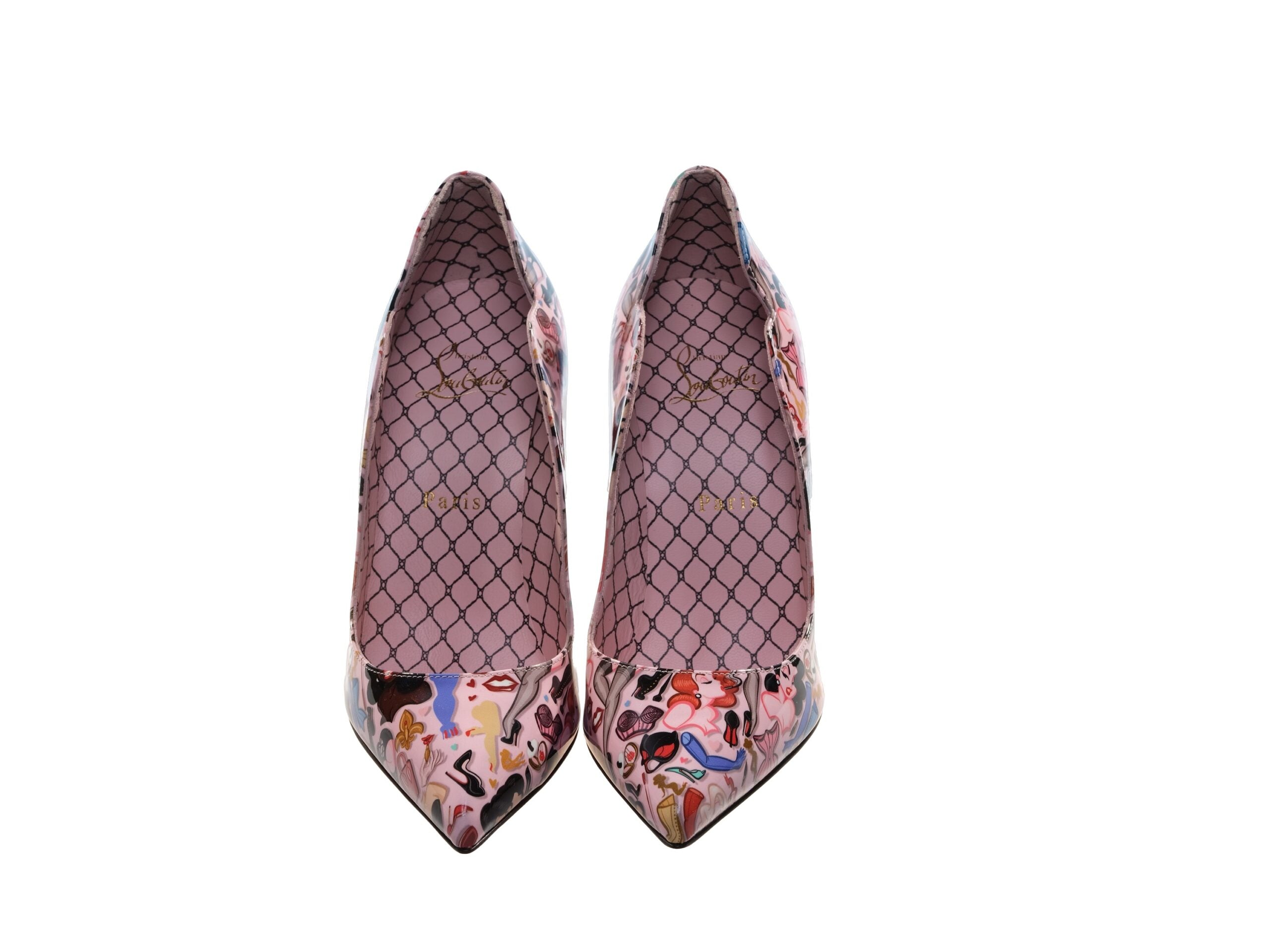 Christian Louboutin Hot Chick 100 Pink Limited Edition Dr Bored Print Patent Δερμάτινες αντλίες ψηλοτάκουνων