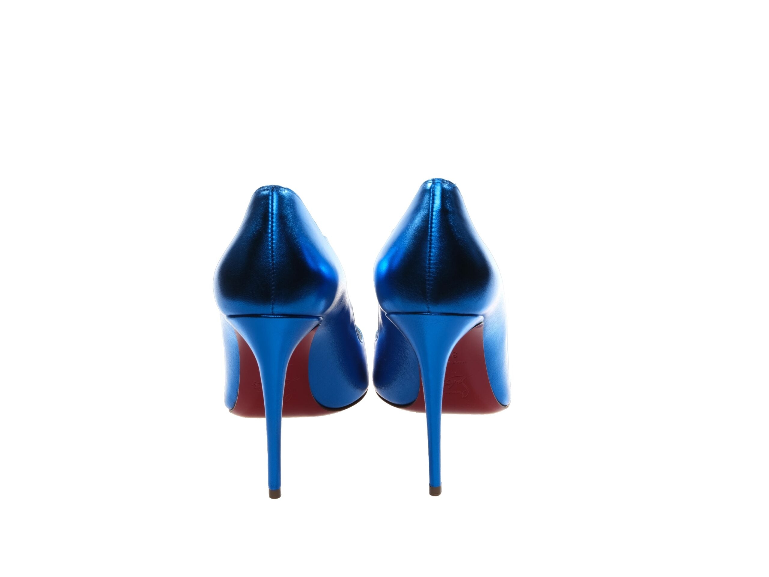 Christian Louboutin Hot Chick 100 Blue Mirrored Leather Patent Pumps ψηλοτάκουνα