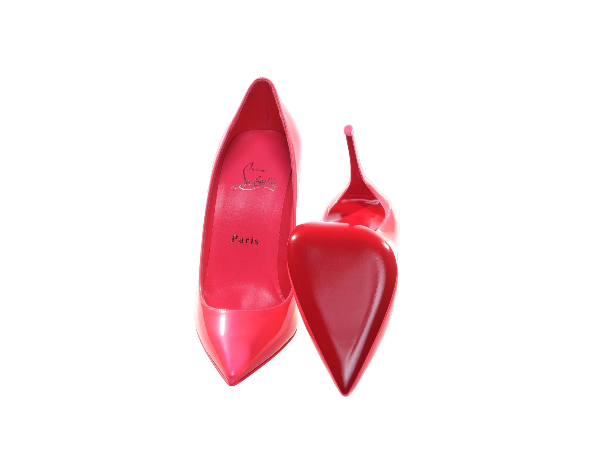 Christian Louboutin Sporty Kate Hot Pink Δερμάτινο Λουστρίνι Αντλίες ψηλοτάκουνων