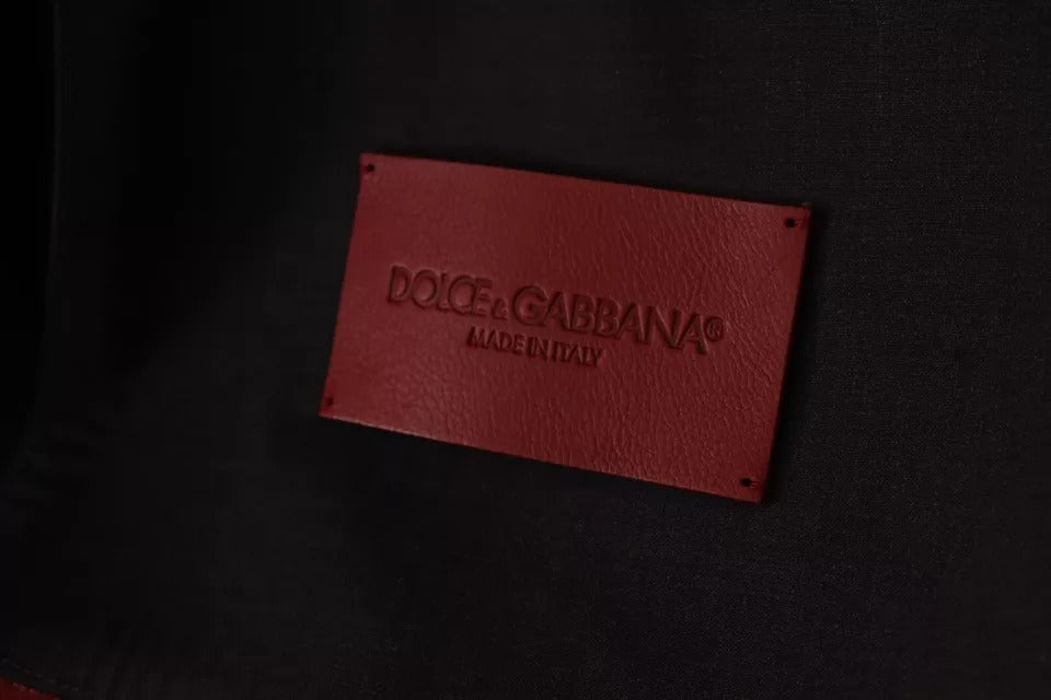 Dolce & Gabbana Red Double Breasted Δερμάτινο Μπουφάν