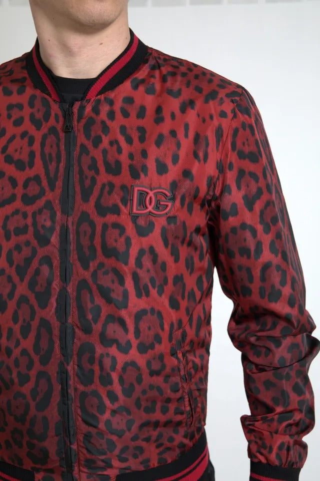 Κοντό παλτό Dolce & Gabbana Red Leopard Bomber