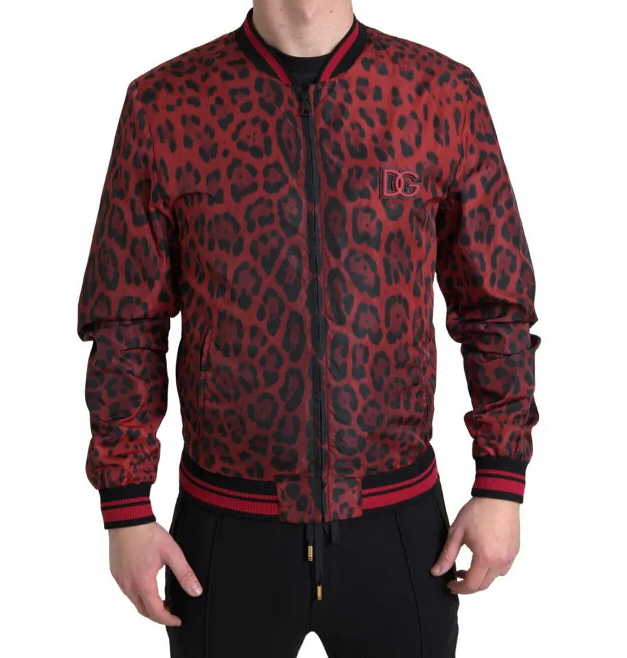 Κοντό παλτό Dolce & Gabbana Red Leopard Bomber