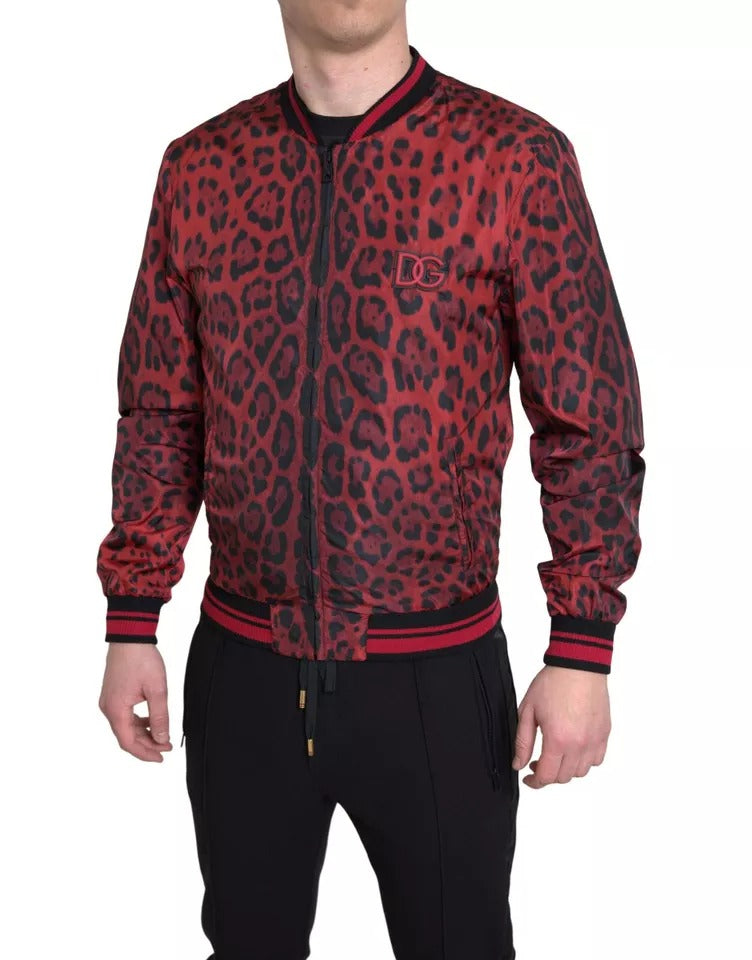 Κοντό παλτό Dolce & Gabbana Red Leopard Bomber