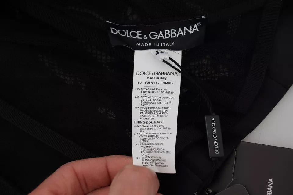 Dolce & Gabbana Μαύρη Δαντέλα Διάφανη Οργάντζα Μεταξωτό Μπουφάν