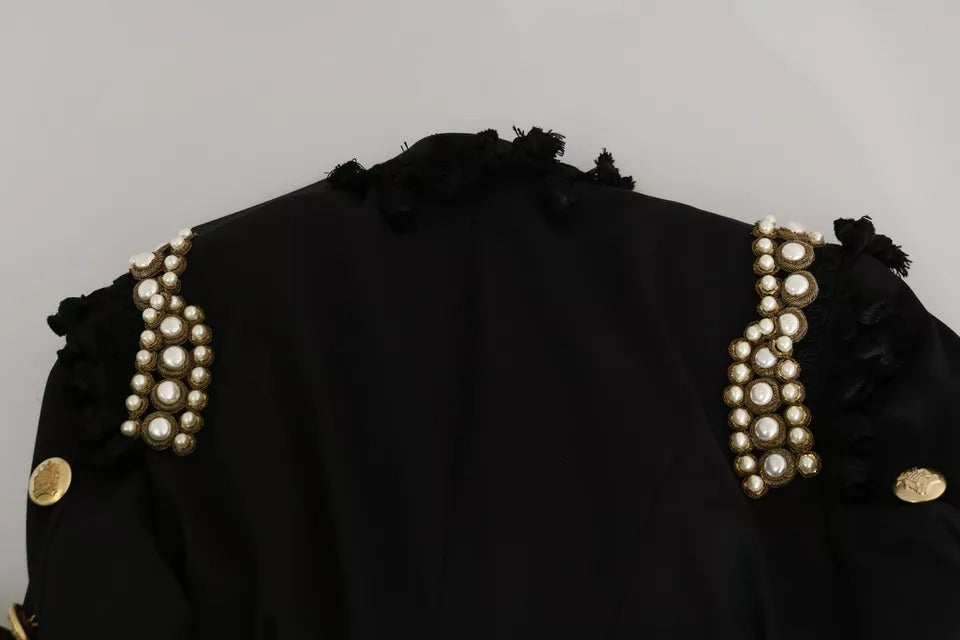 Dolce & Gabbana Black Crystal Blazer μάλλινο μπουφάν