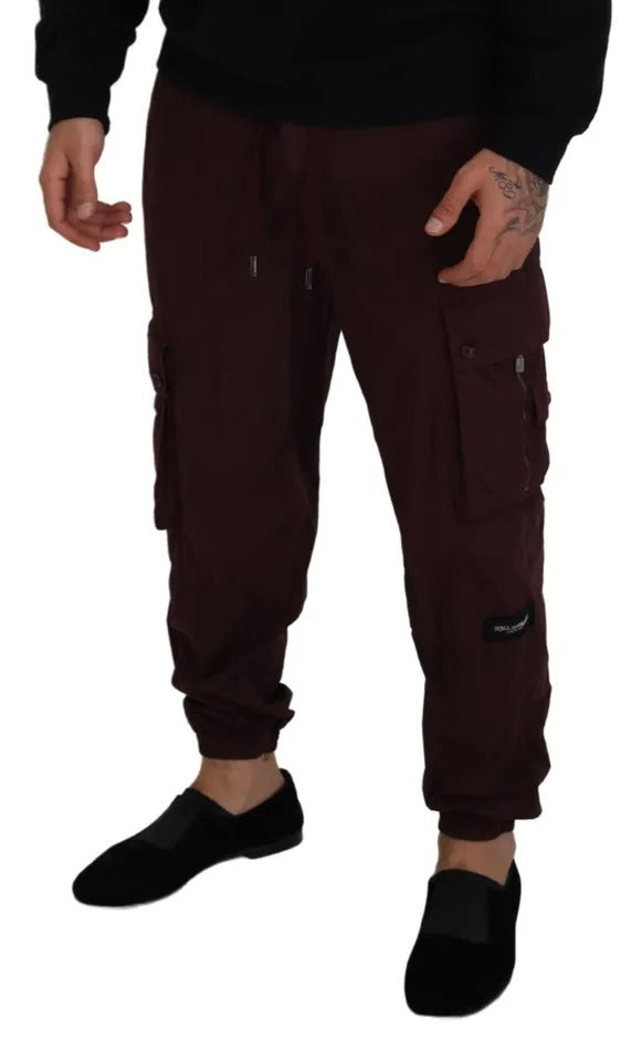 Βαμβακερό παντελόνι Dolce & Gabbana Bordeaux Cargo Jogger