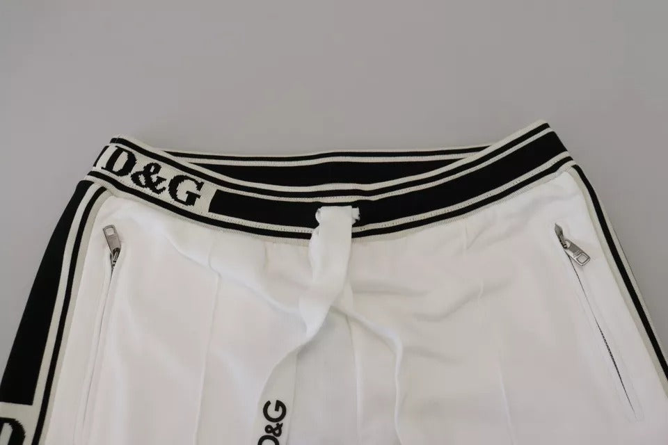 Dolce & Gabbana White Logo Βαμβακερό παντελόνι Jogger Jogging