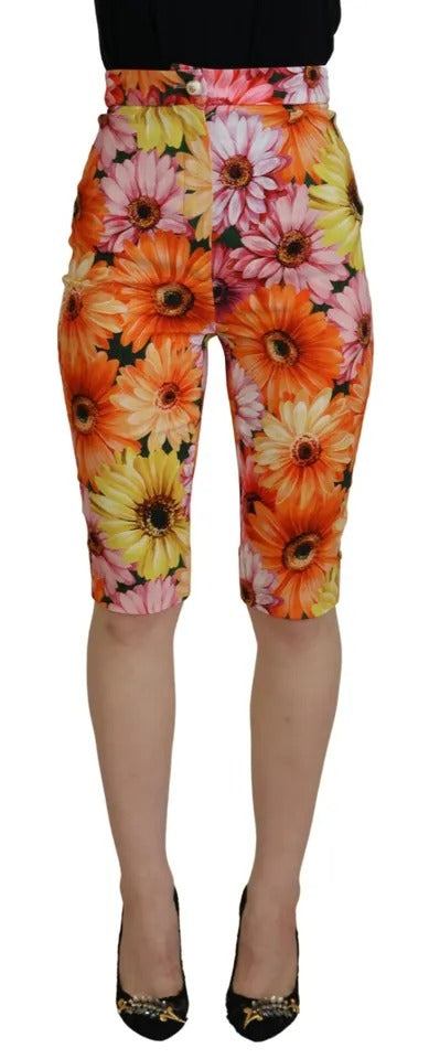 Dolce & Gabbana Multicolor Floral High Waist Cropped Pants