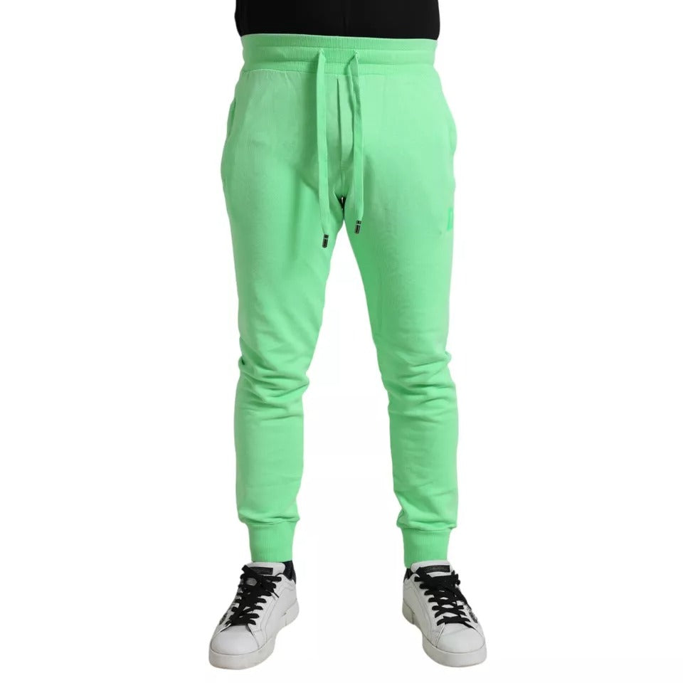 Dolce & Gabbana Neon Green Cotton Stretch Jogger Sweatpants Pants