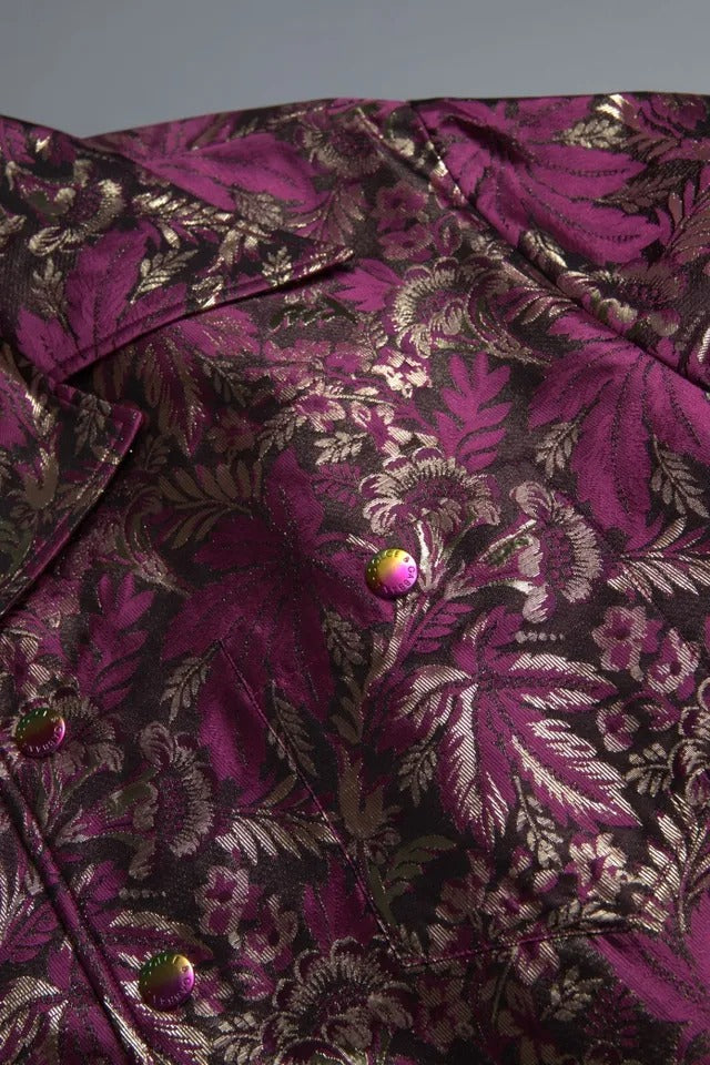 Dolce & Gabbana Fuchsia Pink Floral Jacquard Button Down Shirt