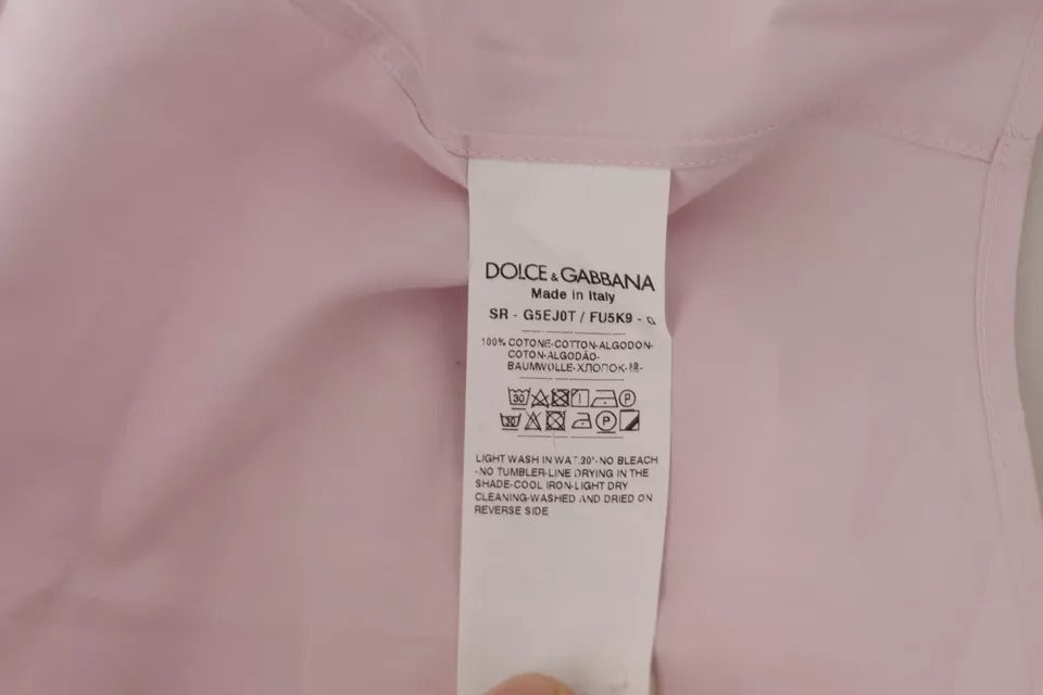 Dolce &amp; Gabbana ανοιχτό ροζ βαμβακερό φόρεμα Επίσημο Ανδρικό Πουκάμισο GOLD