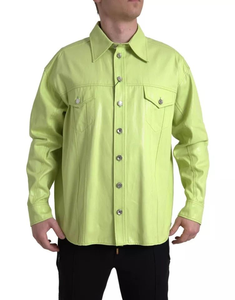 Dolce & Gabbana Green Cotton Collared Casual Button Down Shirt