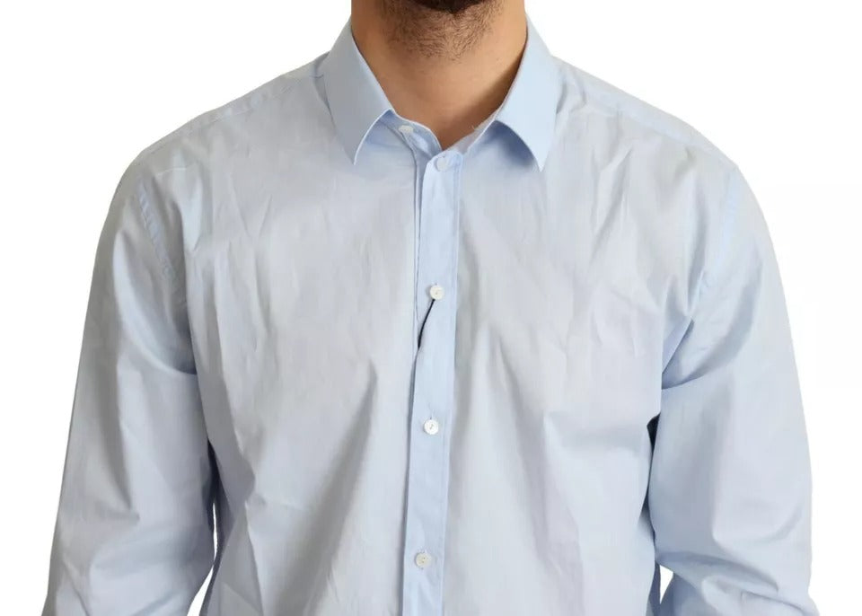 Dolce & Gabbana Light Blue Cotton Stretch Formal MARTINI Shirt