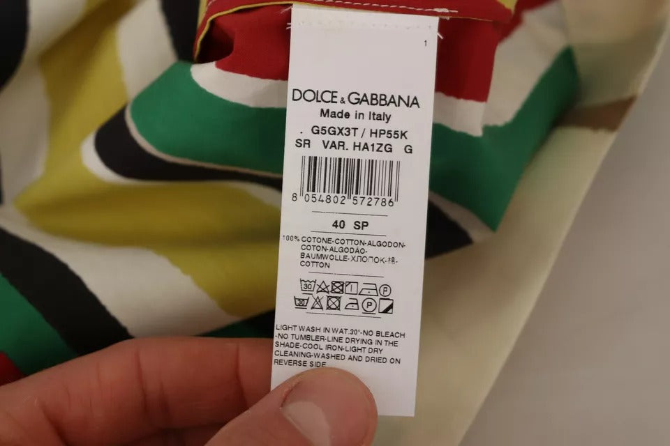 Dolce &amp; Gabbana Πολύχρωμο ριγέ κοντομάνικο βαμβακερό πουκάμισο