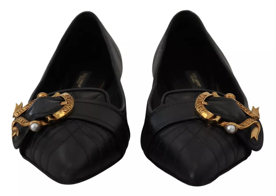 Παπούτσια Dolce &amp; Gabbana Black Devotion Δερμάτινα Pointy Flats