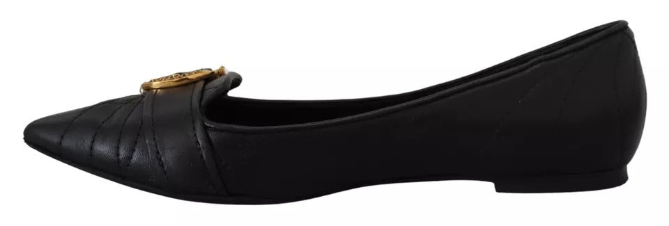 Παπούτσια Dolce &amp; Gabbana Black Devotion Δερμάτινα Pointy Flats