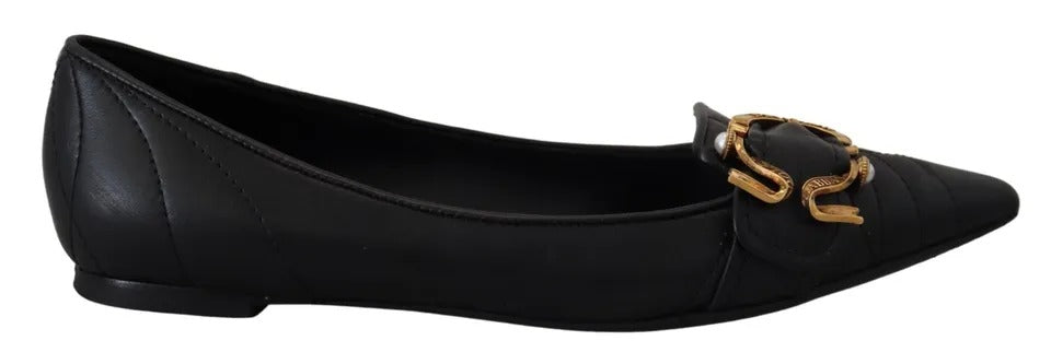 Παπούτσια Dolce &amp; Gabbana Black Devotion Δερμάτινα Pointy Flats