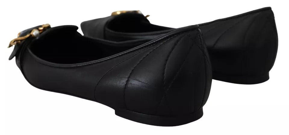 Παπούτσια Dolce &amp; Gabbana Black Devotion Δερμάτινα Pointy Flats