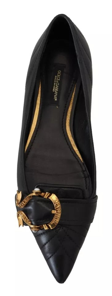 Παπούτσια Dolce &amp; Gabbana Black Devotion Δερμάτινα Pointy Flats