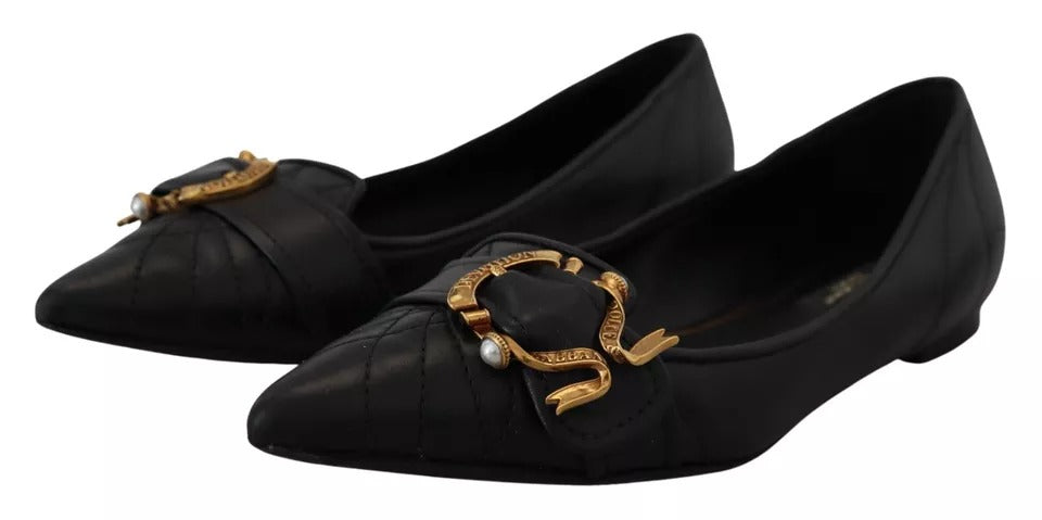 Παπούτσια Dolce &amp; Gabbana Black Devotion Δερμάτινα Pointy Flats