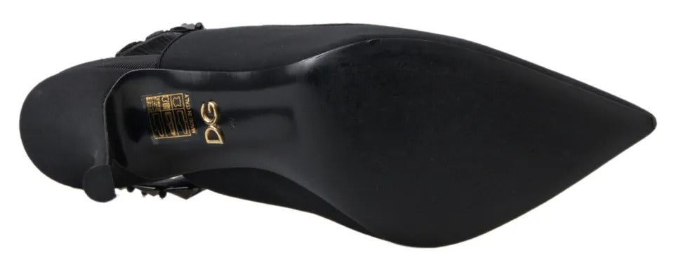 Παπούτσια Dolce &amp; Gabbana Black Embellished Charmeuse Slingback Heels