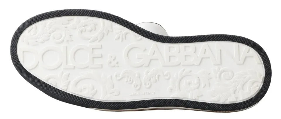 Dolce &amp; Gabbana Black Leather Crown Milano Sneakers Casual Παπούτσια