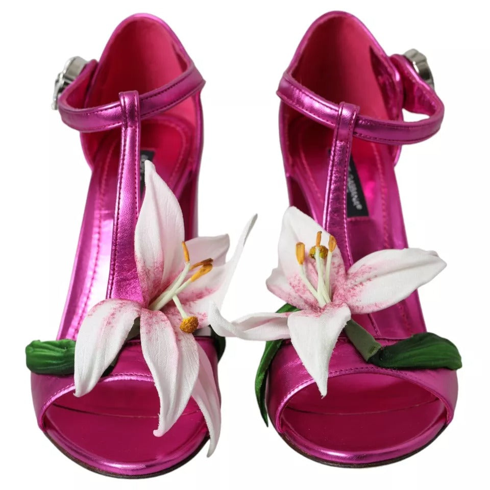 Dolce &amp; Gabbana Fuchsia Flower Crystals Γόβες Σανδάλια Παπούτσια