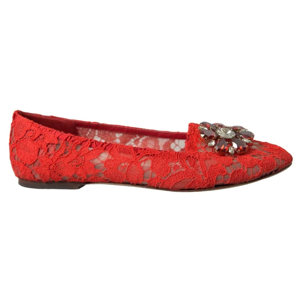 Παπούτσια Loafers με κρυστάλλινα μπαλέτα Dolce &amp; Gabbana Red Lace