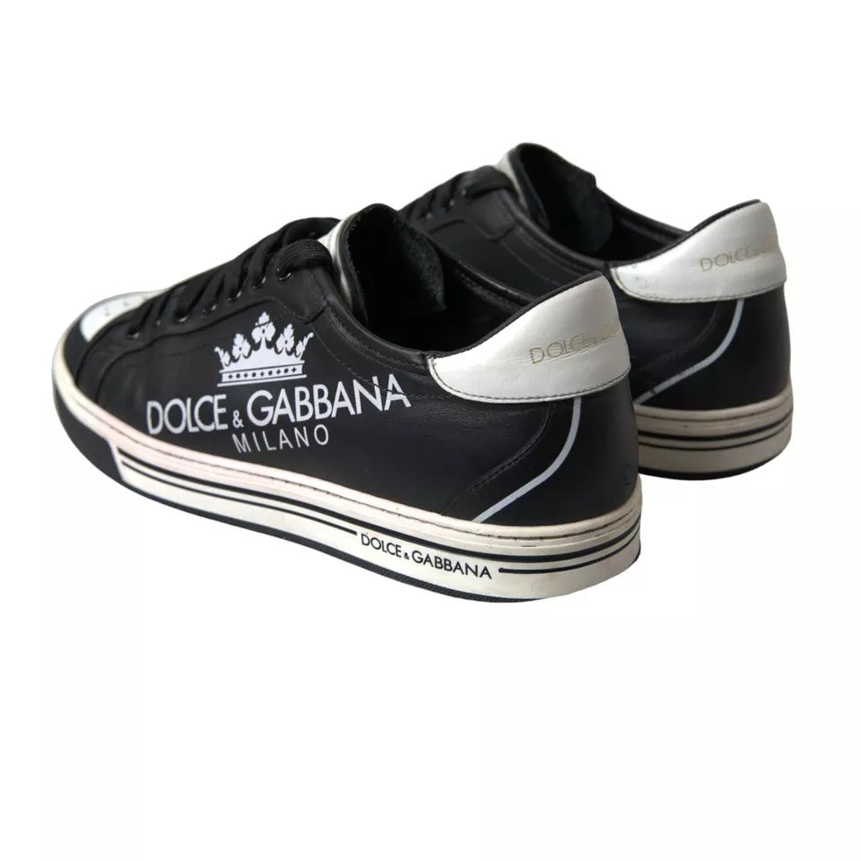 Ανδρικά αθλητικά παπούτσια Dolce & Gabbana Black Leather Crown Milano