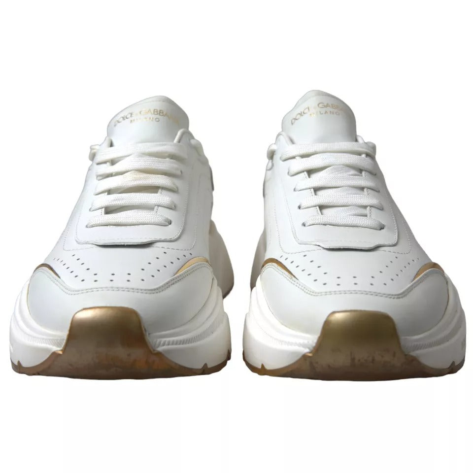 Dolce &amp; Gabbana White Gold Δερμάτινα Αθλητικά παπούτσια DAYMASTER Sneakers