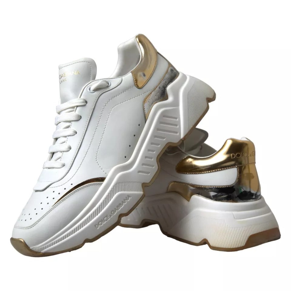 Dolce & Gabbana White Gold Leather Sport DAYMASTER Sneakers Shoes