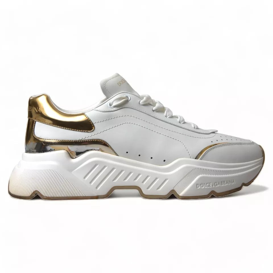 Dolce &amp; Gabbana White Gold Δερμάτινα Αθλητικά παπούτσια DAYMASTER Sneakers