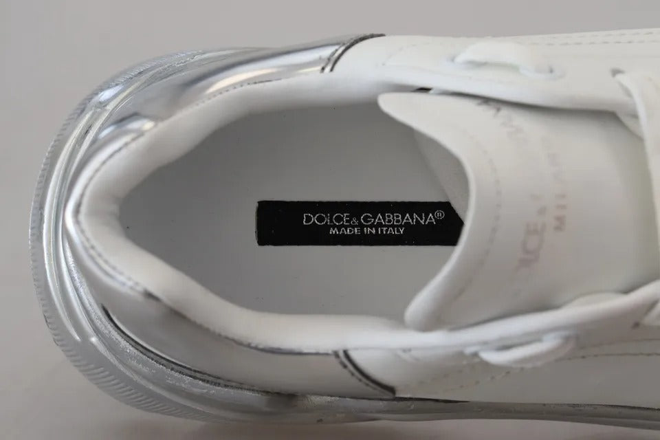 Παπούτσια Dolce &amp; Gabbana White Silver Δερμάτινα Daymaster Sneakers