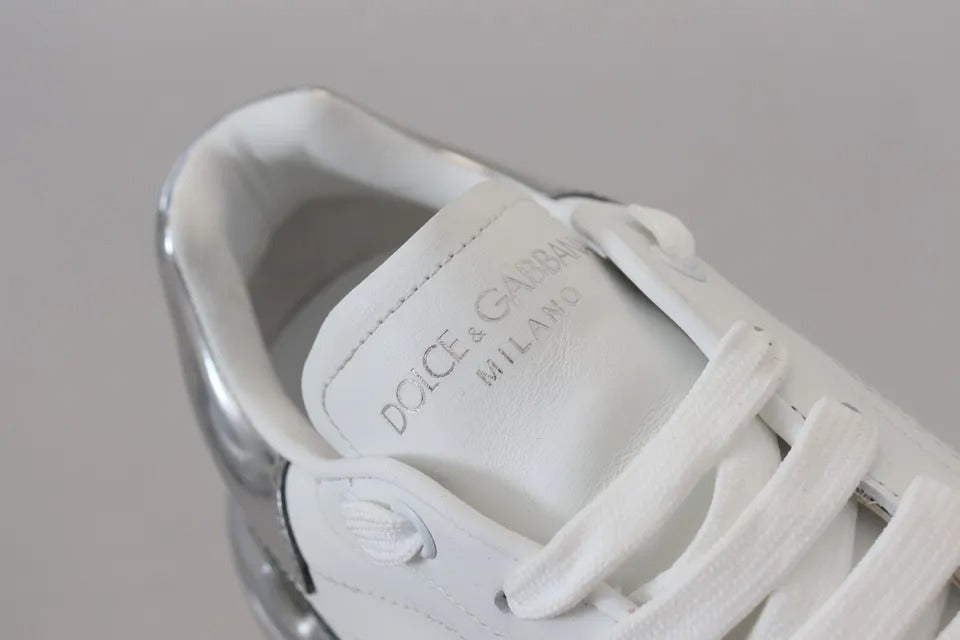 Παπούτσια Dolce &amp; Gabbana White Silver Δερμάτινα Daymaster Sneakers