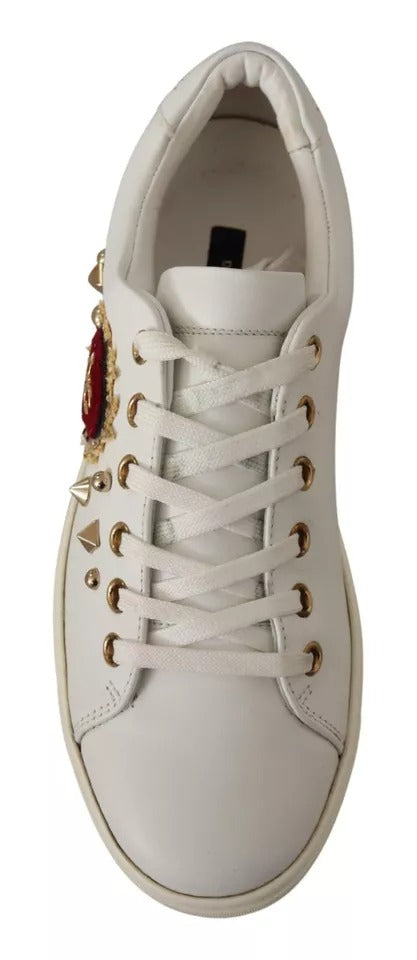 Παπούτσια πάνινα παπούτσια Dolce &amp; Gabbana White Leather Gold Red Heart Heart