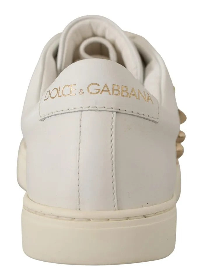 Παπούτσια πάνινα παπούτσια Dolce &amp; Gabbana White Leather Gold Red Heart Heart