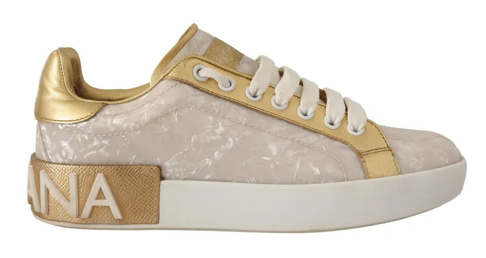 Casual παπούτσια Dolce &amp; Gabbana White Portofino Mother Of Pearl Sneakers