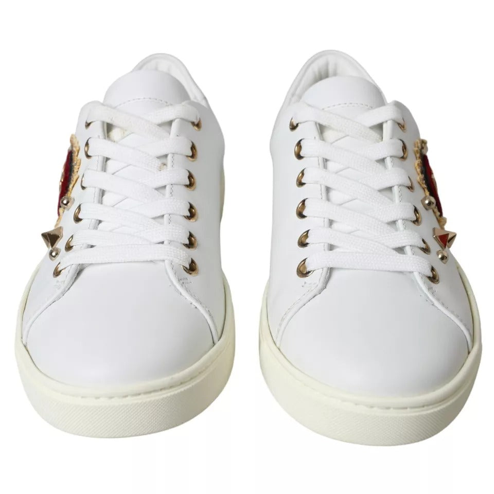 Dolce &amp; Gabbana White Portofino Sneakers Sacred Heart Γυναικεία παπούτσια