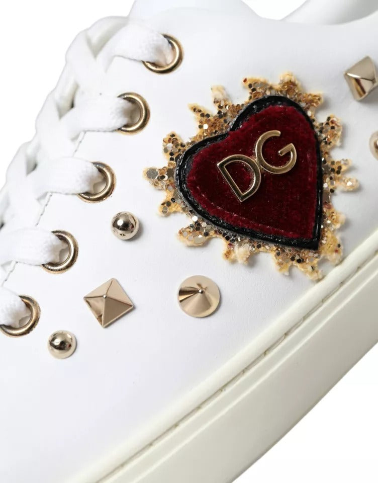 Dolce &amp; Gabbana White Portofino Sneakers Sacred Heart Γυναικεία παπούτσια