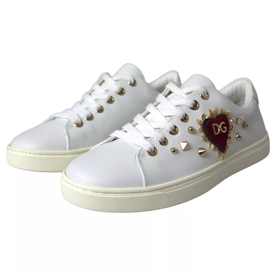 Dolce &amp; Gabbana White Portofino Sneakers Sacred Heart Γυναικεία παπούτσια