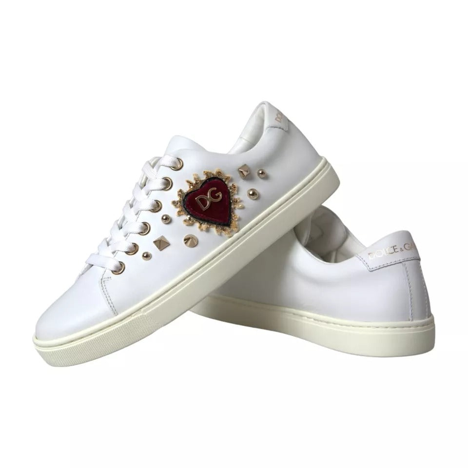 Dolce &amp; Gabbana White Portofino Sneakers Sacred Heart Γυναικεία παπούτσια