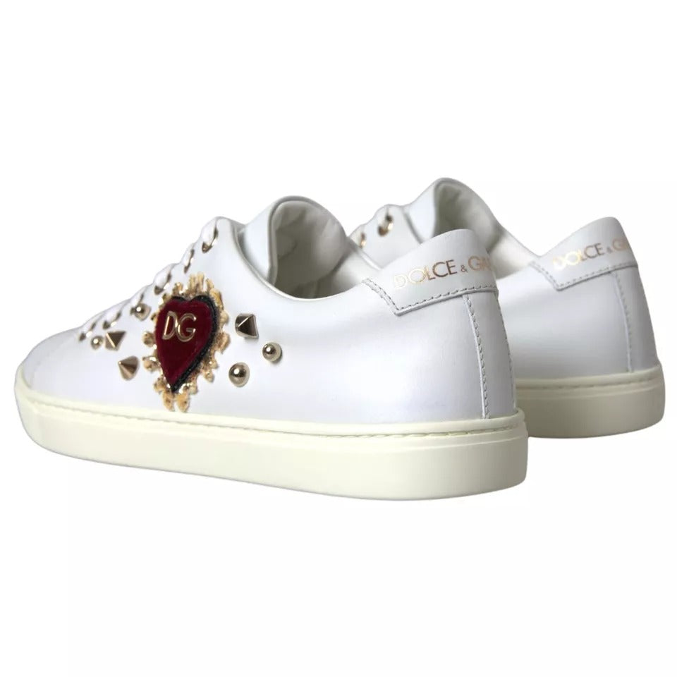 Dolce &amp; Gabbana White Portofino Sneakers Sacred Heart Γυναικεία παπούτσια