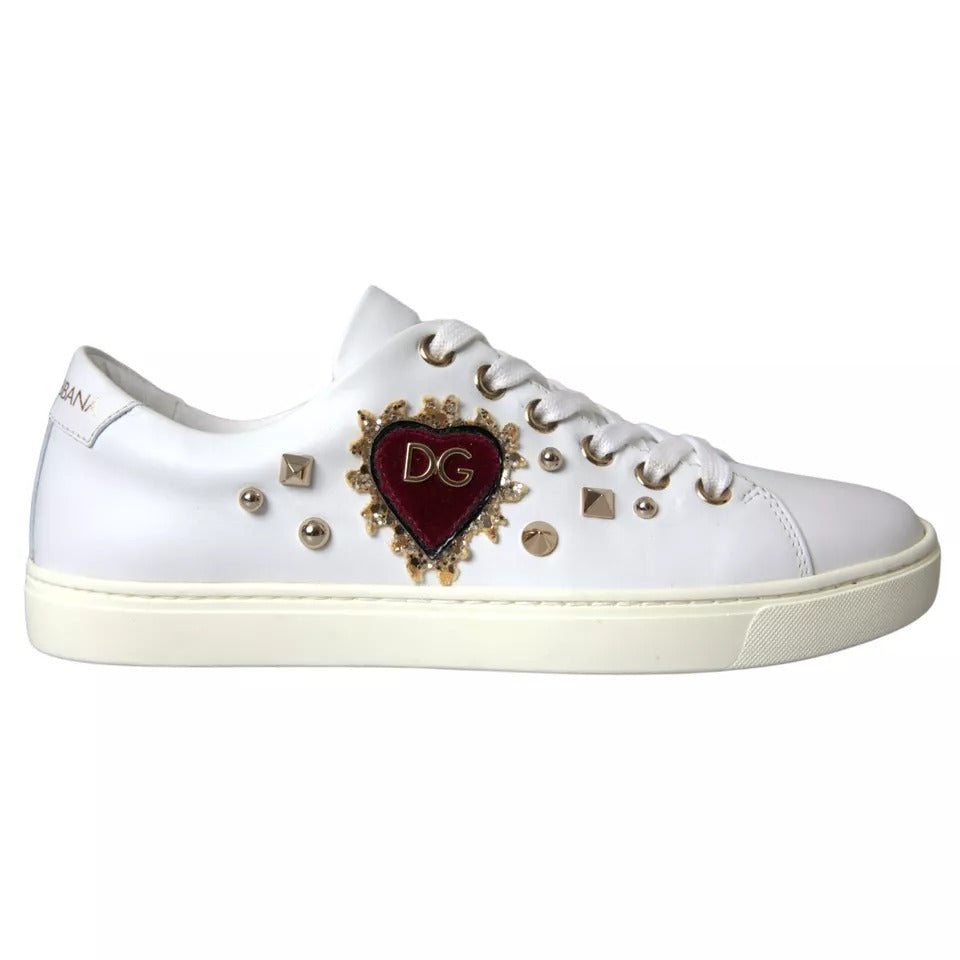 Dolce &amp; Gabbana White Portofino Sneakers Sacred Heart Γυναικεία παπούτσια