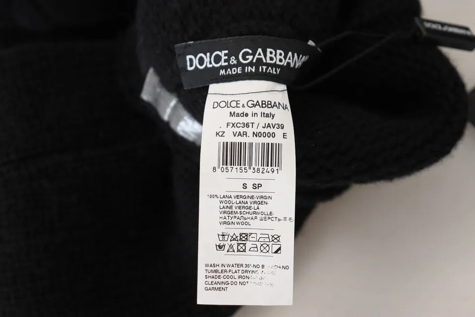 Dolce &amp; Gabbana Μαύρες μάλλινες πλεκτές μακριές γυναικείες κάλτσες