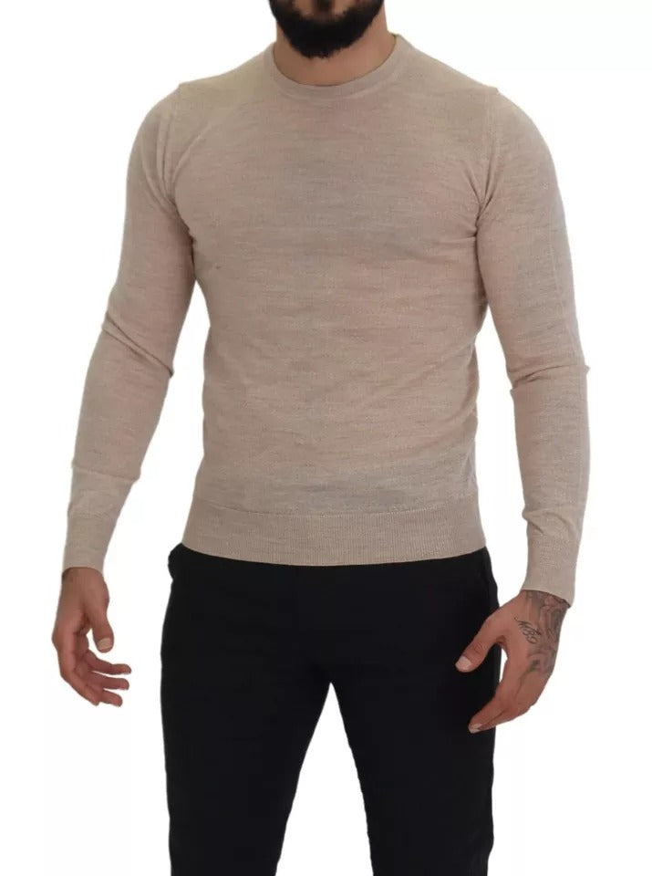 Πουλόβερ με λαιμόκοψη Dolce &amp; Gabbana Beige Virgin Wool Crew