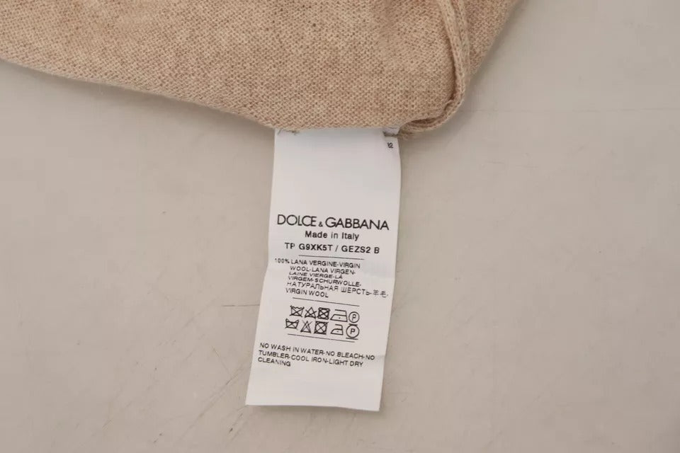 Πουλόβερ με λαιμόκοψη Dolce &amp; Gabbana Beige Virgin Wool Crew